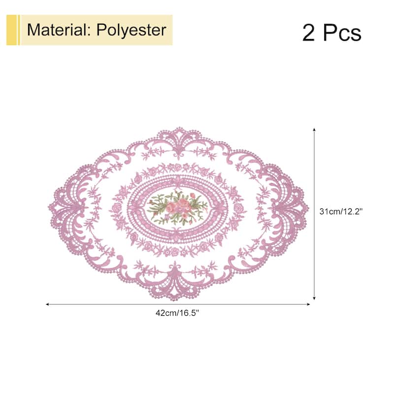 12x16in Retro Lace Placemat Oval French Crochet Doilies - Light Purple