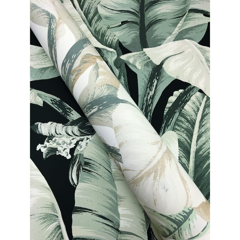 Miramar Vinyl Banana Leaf Wallpaper 27 in x 27 ft = 60.75 sq ft