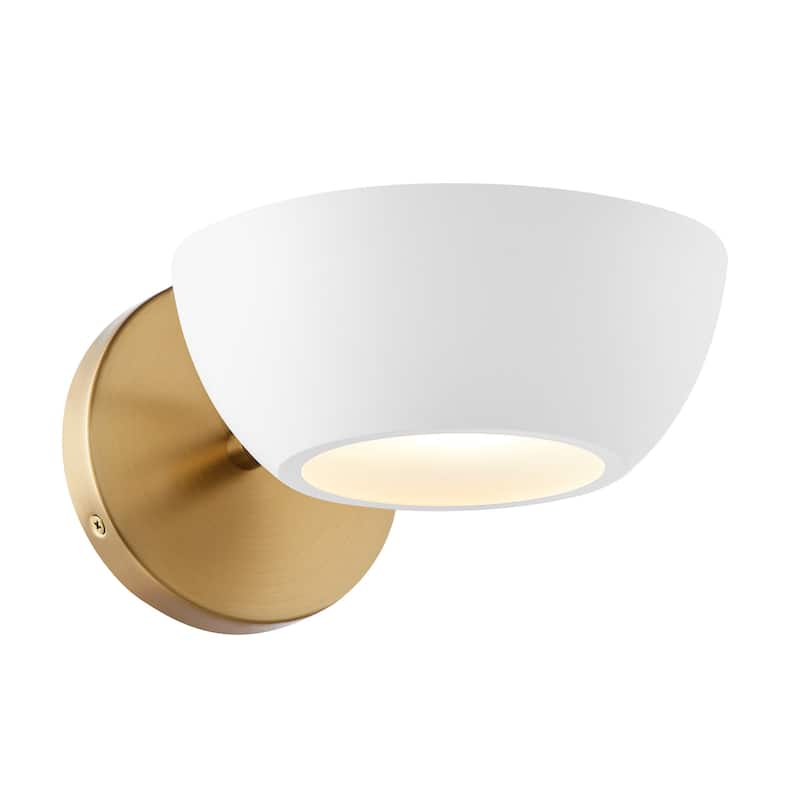 Bellevue SHWS80296 Meridian 2 Light 5" Tall Bathroom Sconce - White / Natural Brass
