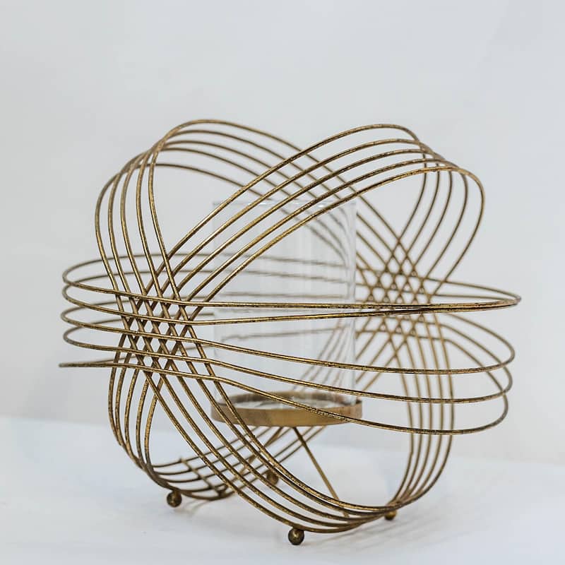 Gold Metal Sphere Tea Light Candle Holder