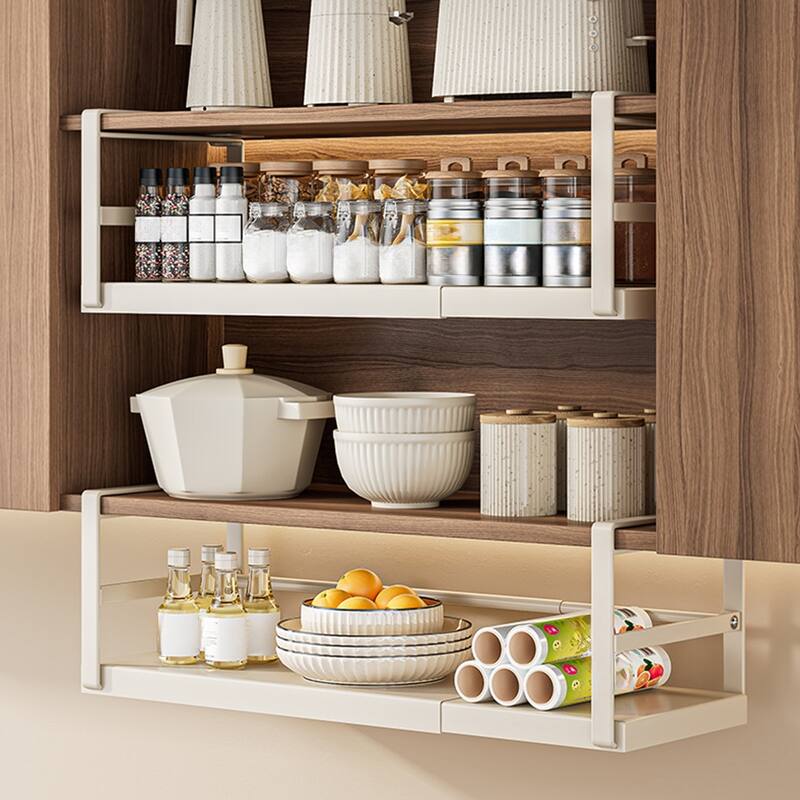 Expandable Under Cabinet Shelf Hanging Shelf Storage Basket Organizer Storage Shelf 8.66" Deep 10.62"-17.71" Long