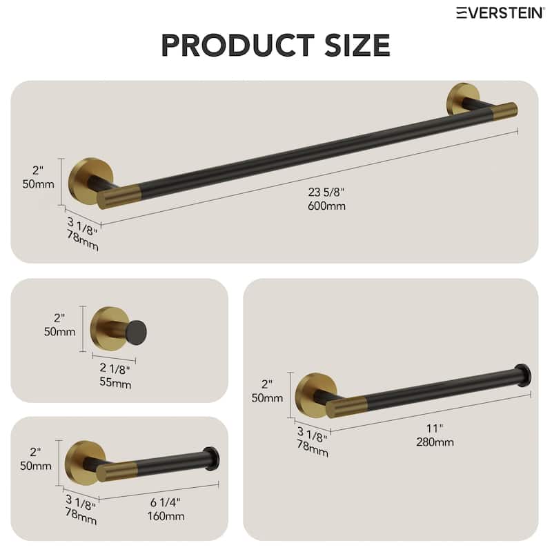 4-Piece Stainless Steel Bathroom Hardware Set, Wall Mounted Bath Towel Bar Set Towel Racks Bathroom Accessories