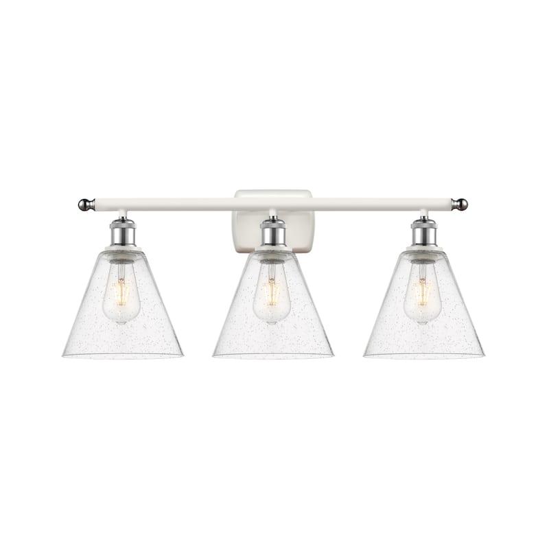 Innovations Lighting 516-3W-11-28 Berkshire Vanity Berkshire 3 Light - White and Polished Chrome / Seedy