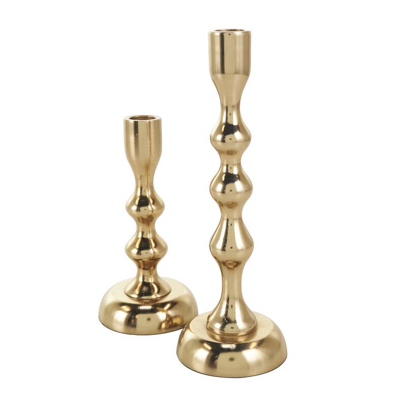 Gold or Silver Aluminum Candle Holder (Set of 2)