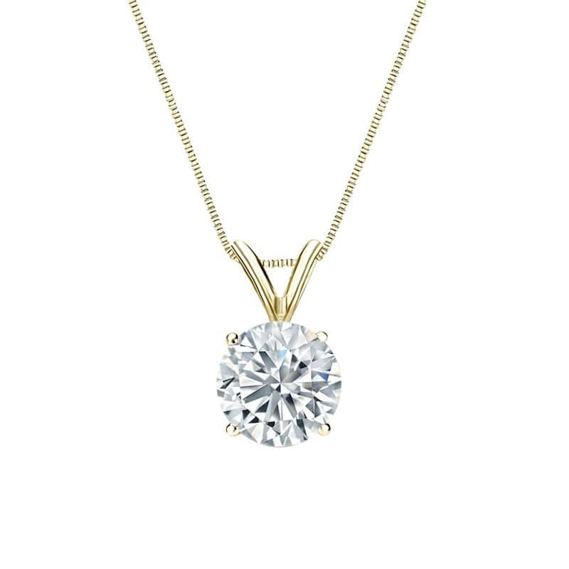 Auriya 14k Gold Round Solitaire Diamond Necklace 1 carat TDW (J-K, I1-I2) - White