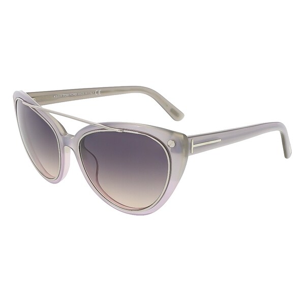 Tom Ford FT0384/S 80B Edita Clear Grey Cateye Sunglasses - clear grey