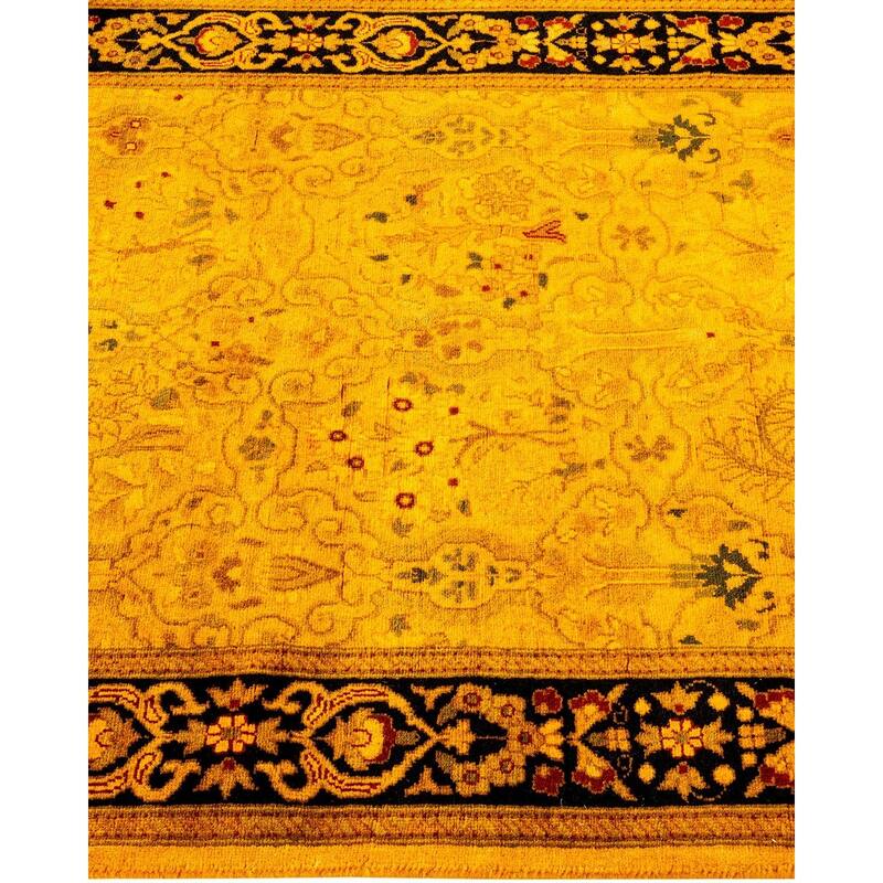 Overton Hand Knotted Wool Vintage Inspired Modern Contemporary Overdyed Gold Runner Rug - 2' 7" x 12' 3"