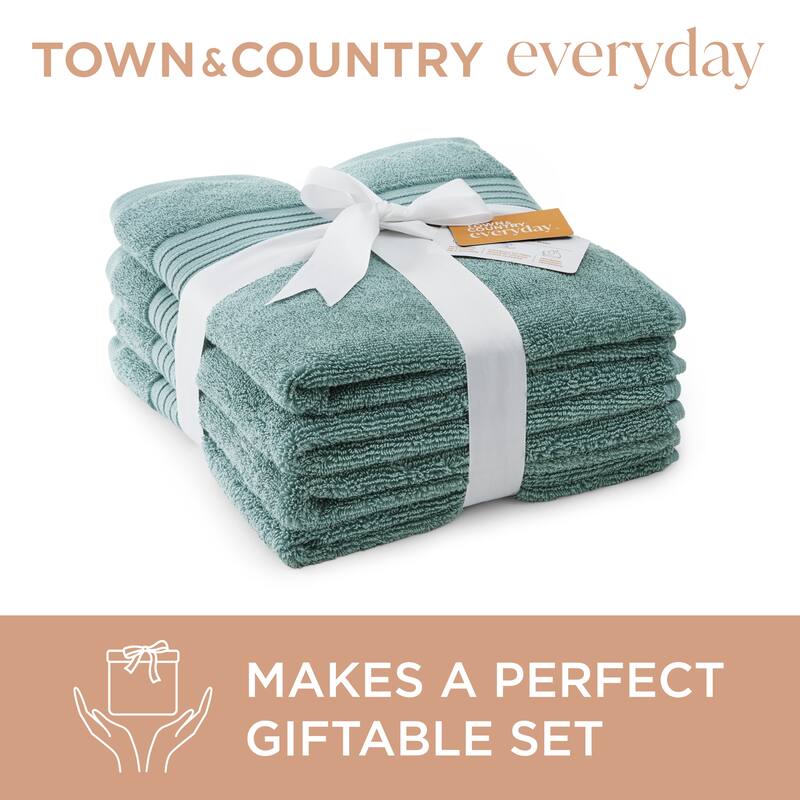 TOWN & COUNTRY EVERYDAY 4-Piece Solid Dobby Border Hand Towel Set - 20"x30"