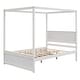 preview thumbnail 5 of 9, Full Size Wooden Canopy Bed with Built-in Storage Drawers and Support Slats, No Box Spring Required