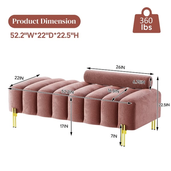 dimension image slide 1 of 7, Ouyessir 52.2" Modern Channel Tufted Window Bench with Adjustable Back