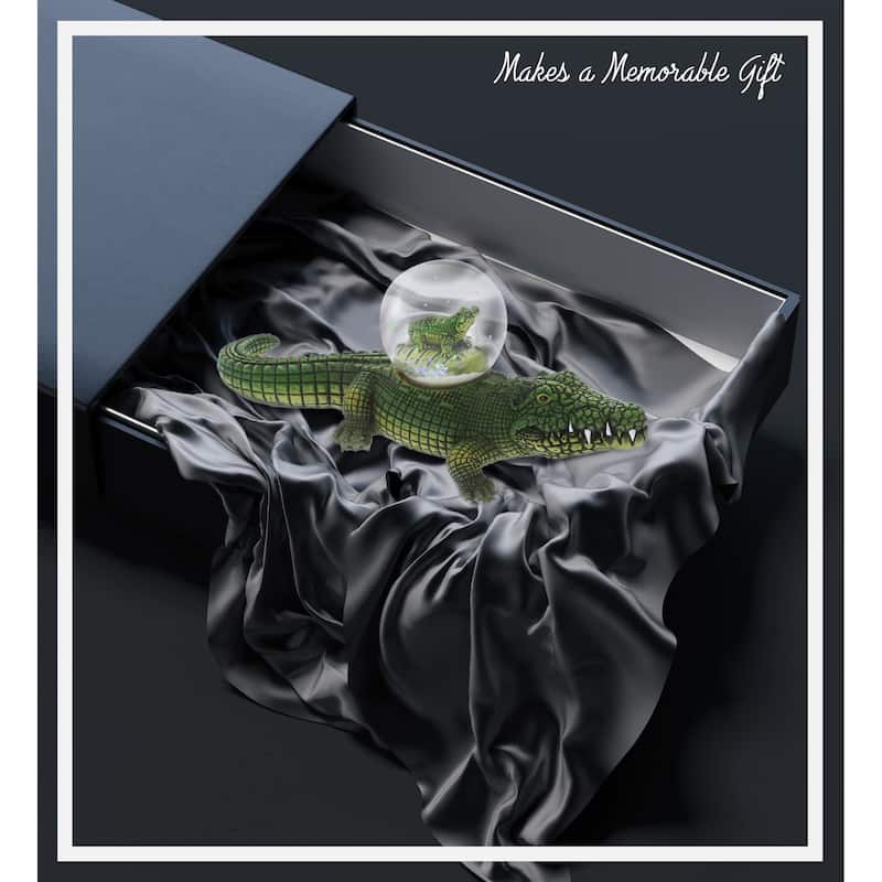 CoTa Global Alligator Snow Globe - Figurine with Sparkling Glitter - 7Lx2.5Wx2.5H inches