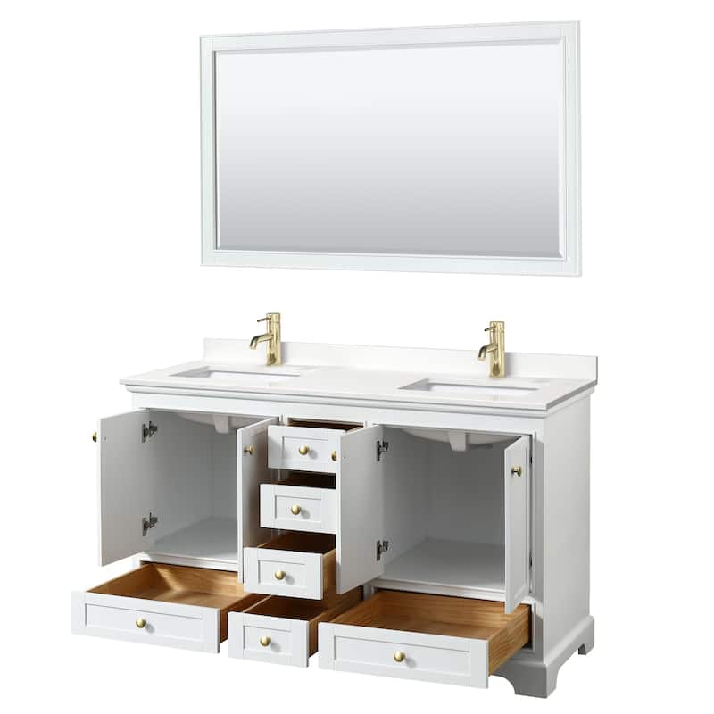 Deborah 60-inch Double Vanity, Quartz Top, 58-inch Mirror