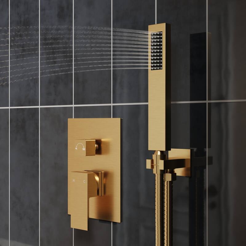 GRANDJOY Shower System 10" High Pressure Rainfall Shower Head with Handheld Spray Combo
