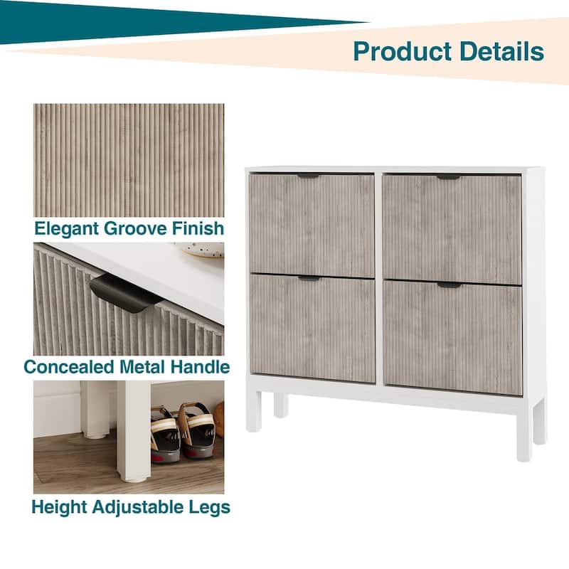 4-Door Farmhouse Shoe Storage Cabinet with Adjustable Shelves