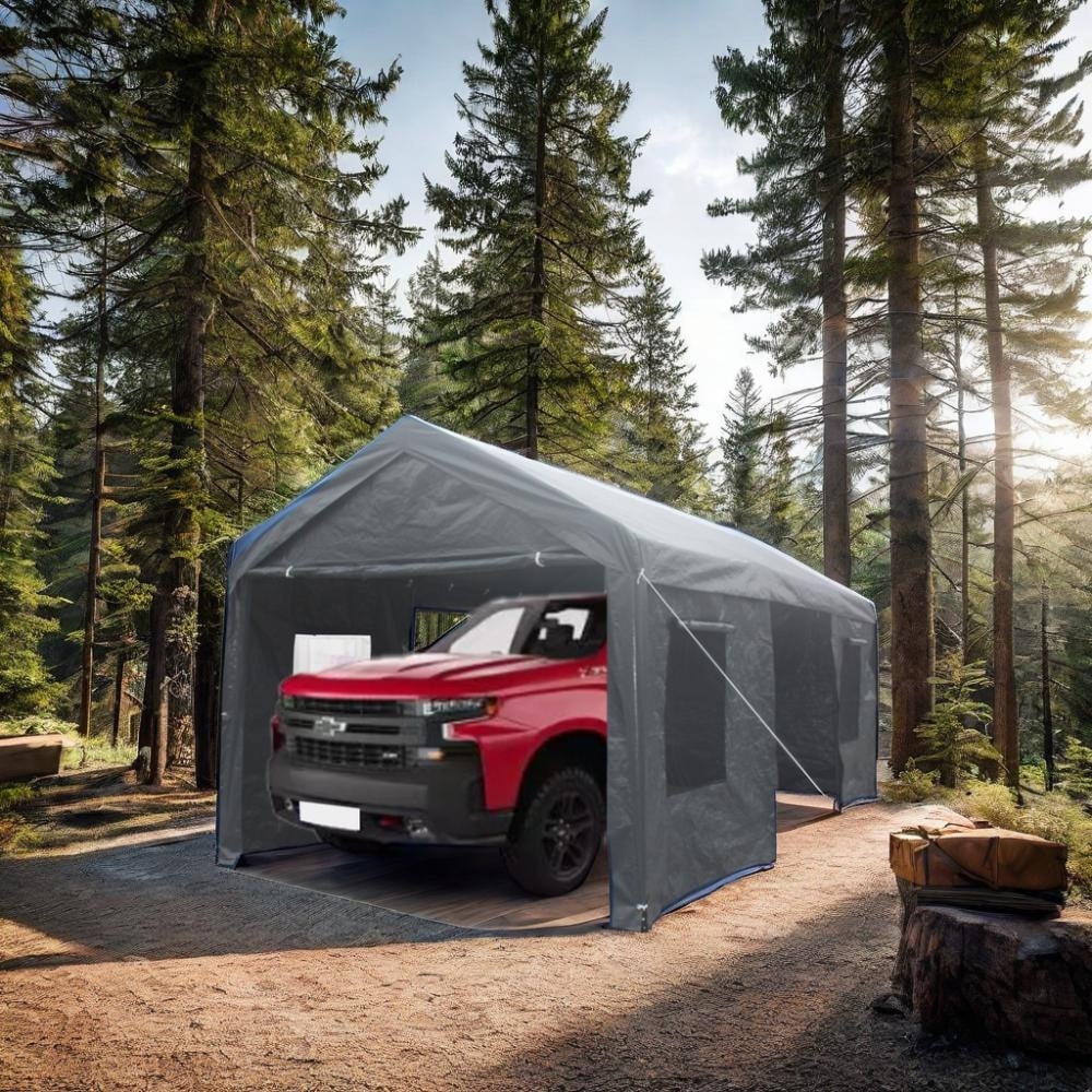 12x20ft Heavy Duty Outdoor Portable Garage Ventilated Canopy Carports Grey