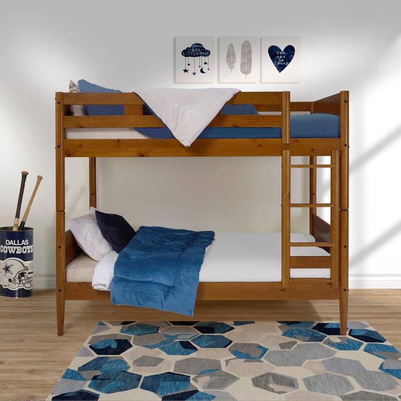 Mid Century Modern Bunk Bed Twin over Twin - Brown