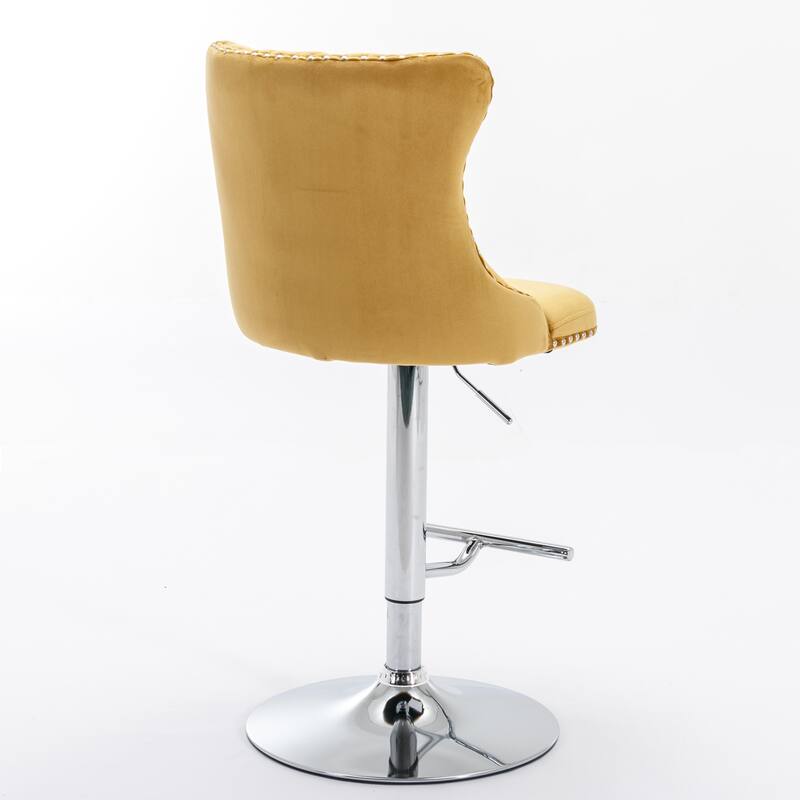 Modern Upholstered Bar Stools with Backs Comfortable Tufted for Home Pub and Kitchen Island,Set of 2