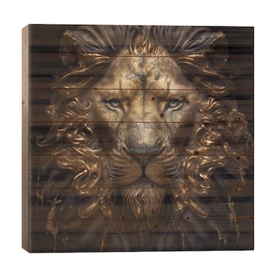 Golden Pride Lion Print On Wood by Spacescapes - Multi-Color