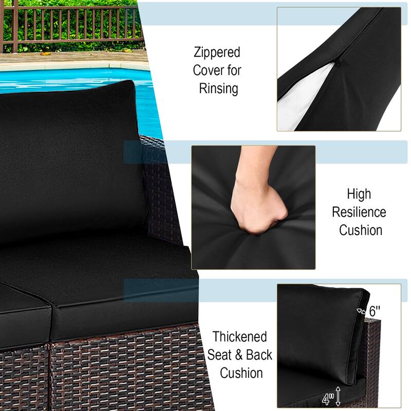 Costway 4PCS Patio Rattan Corner Sofa Sectional Furniture - See Details