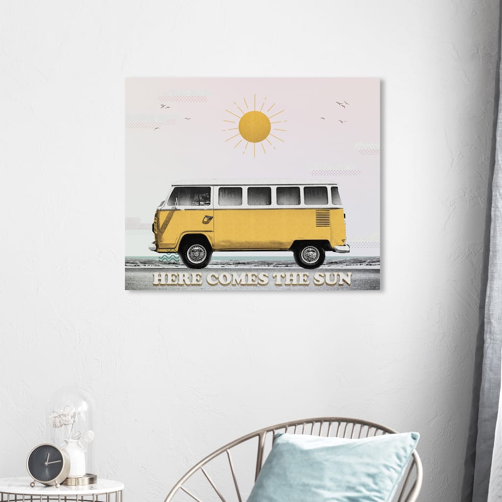 Wynwood Studio 'Here Comes The Sun' Transportation Wall Art Canvas Print Trucks and Busses - Yellow, Gray