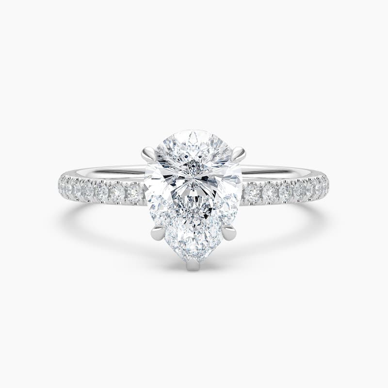 Auriya 14k Gold Pear Lab Grown Unique Loop Diamond Halo Engagement Ring 1.00 to 5.00 ct. tw. (F-G, VS) - 7 - 3.00 carats - White