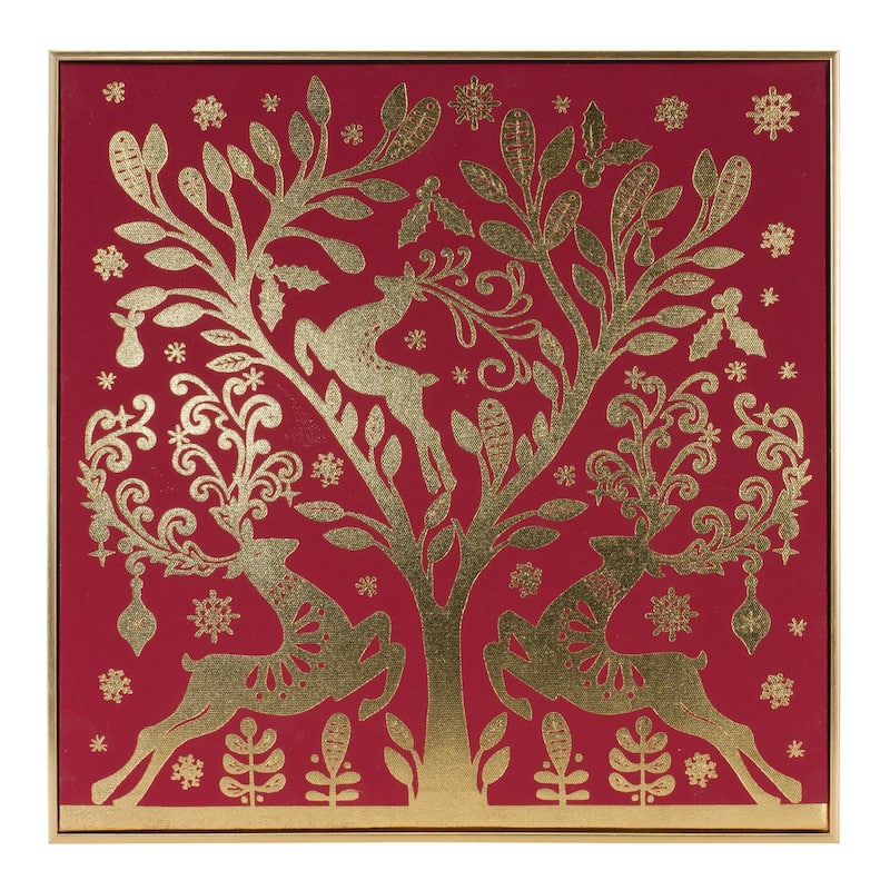 Framed Holiday Deer Print 15.5"SQ