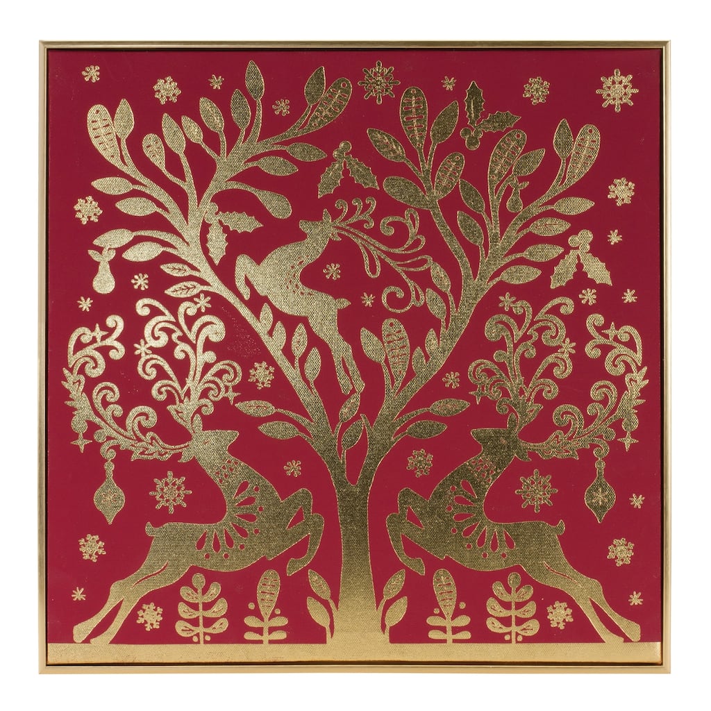 Framed Holiday Deer Print 15.5"SQ