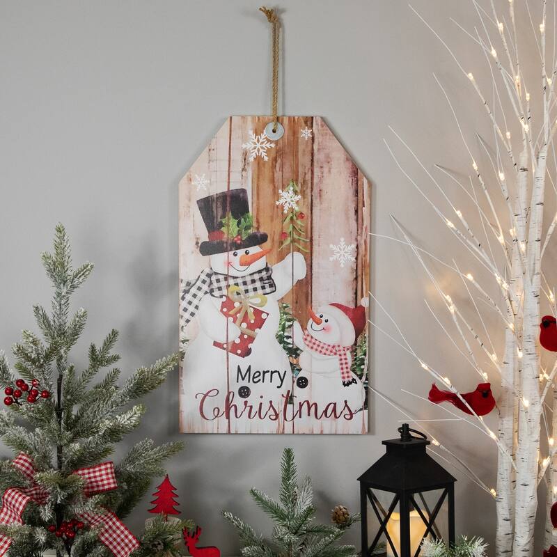 19.5" Snowmen Merry Christmas Tag Wall Sign