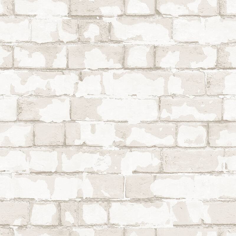 Galerie Wallcoverings Nostalgie Collection Brick Wall Non-woven Matte Wallpaper Roll - 33 feet x 21 inches - White