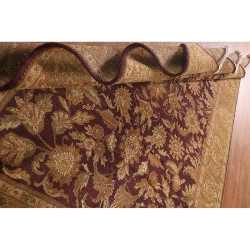 Floral Purple Agra Indian Area Rug Hand-Knotted Wool Carpet - 8'0"x 10'1"