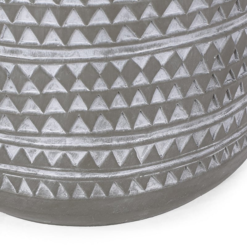 15.5 in. Gray Round Concrete End Table, Sturdy Build End Side Table for Living Rooms