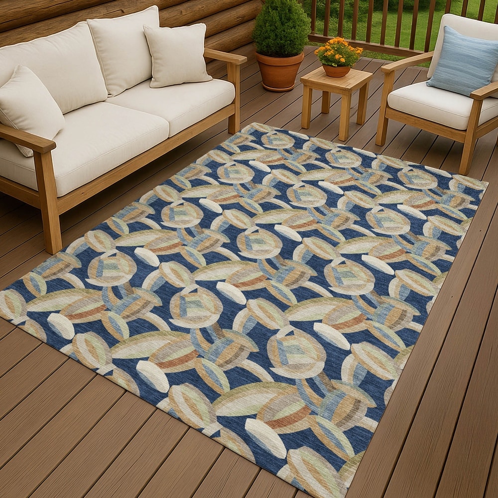 Machine Washable Indoor/ Outdoor Modern Heli Chantille Rug