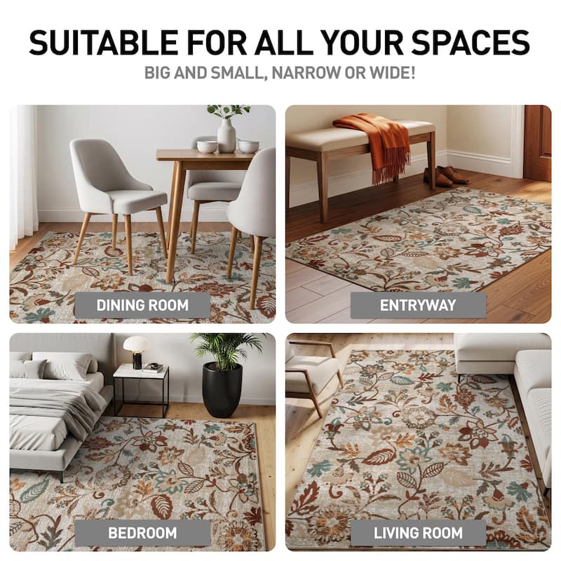 World Rug Gallery Contemporary Vine Floral Area Rug