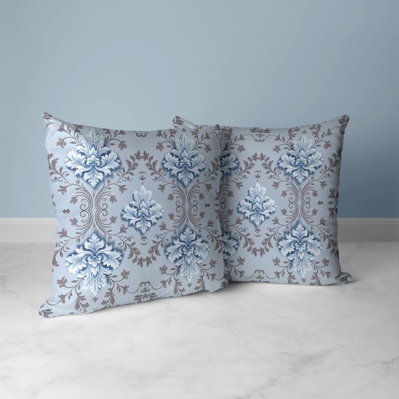 Art Deco Elegance Faux Suede Reversible Throw Pillow Blue and Brown