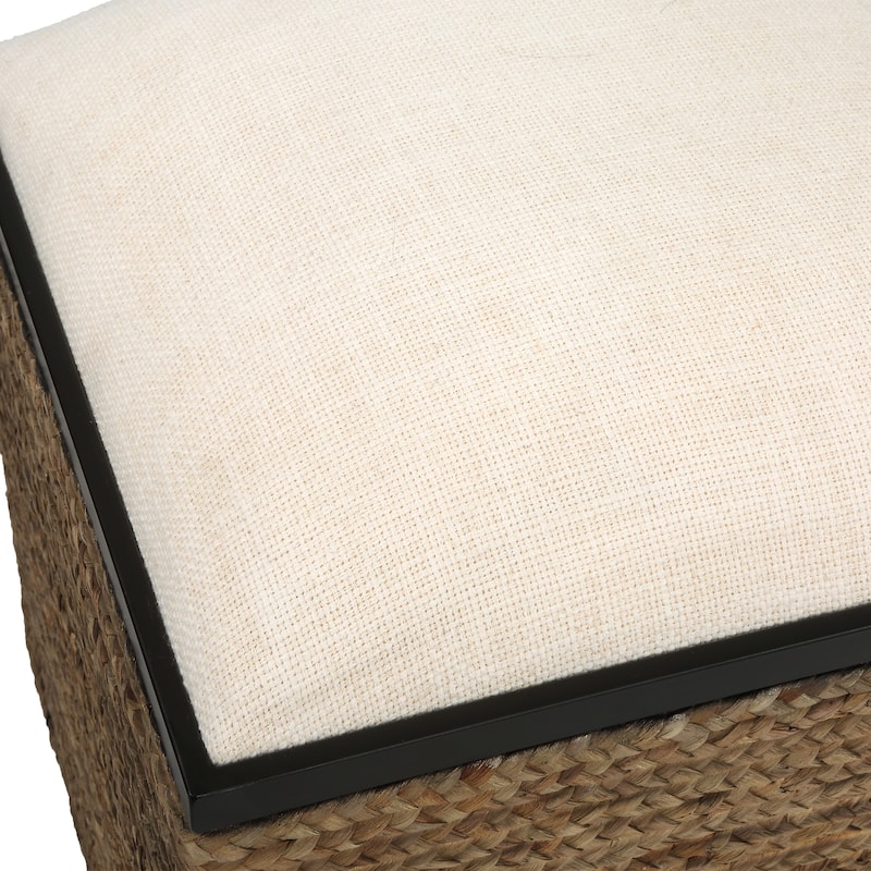Uttermost Island Square Straw Accent Stool - 17"W x 22"H x 17"D