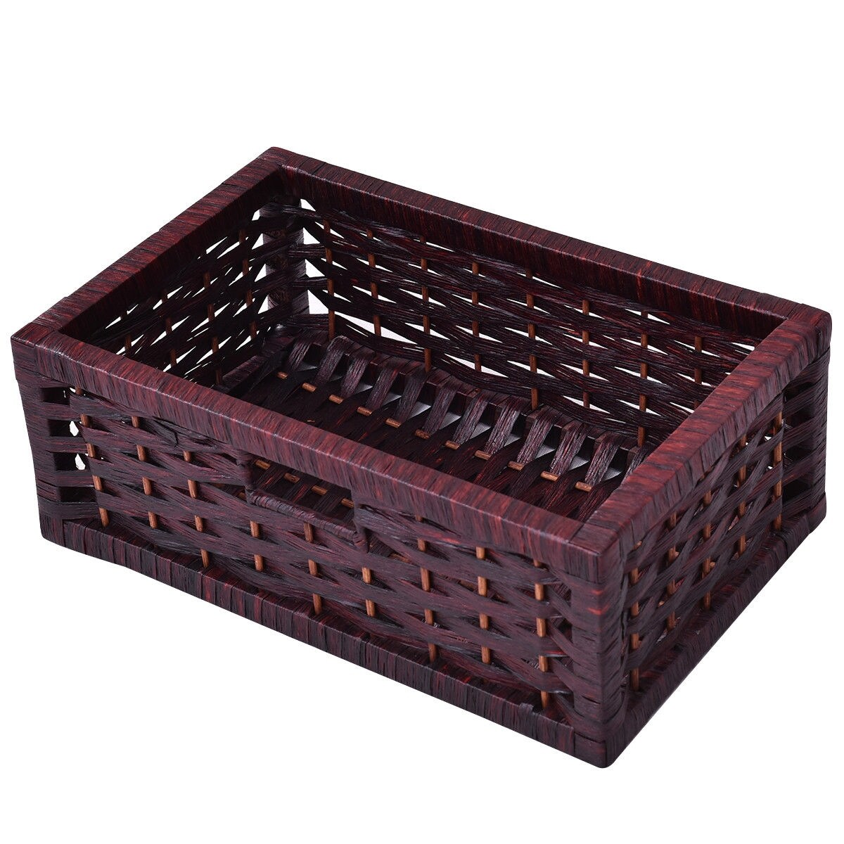 Shop Costway 3 Drawer Storage Unit Tower Shelf Wicker Baskets