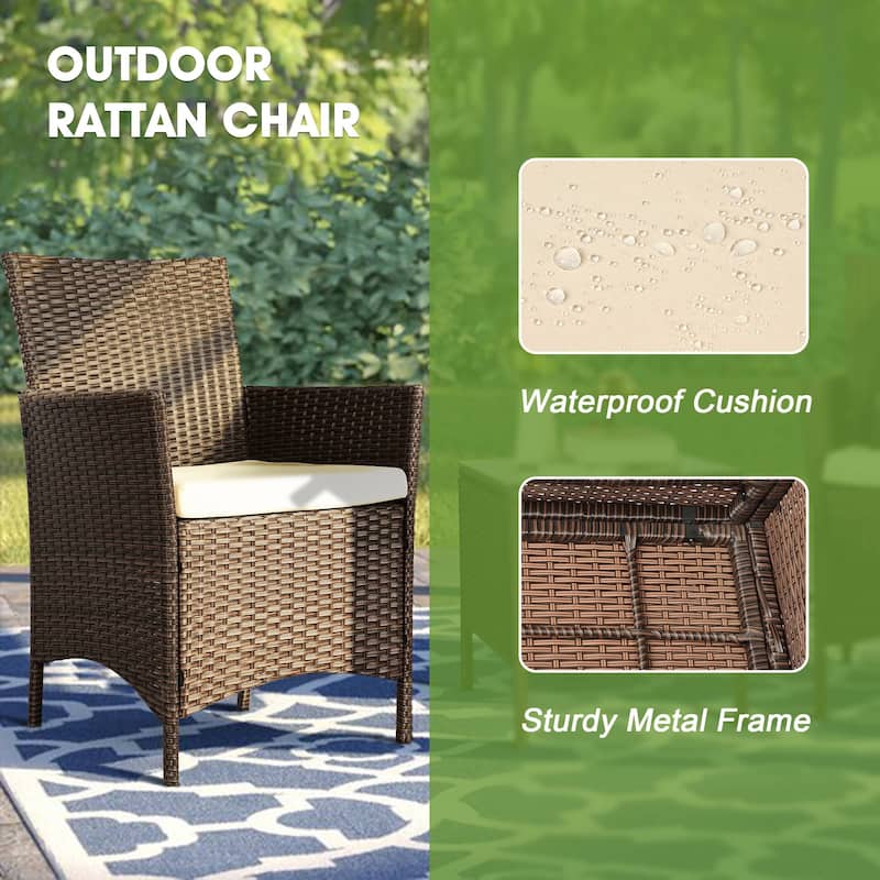 Vrakae 3 Piece Patio Rattan Wicker Furniture Set