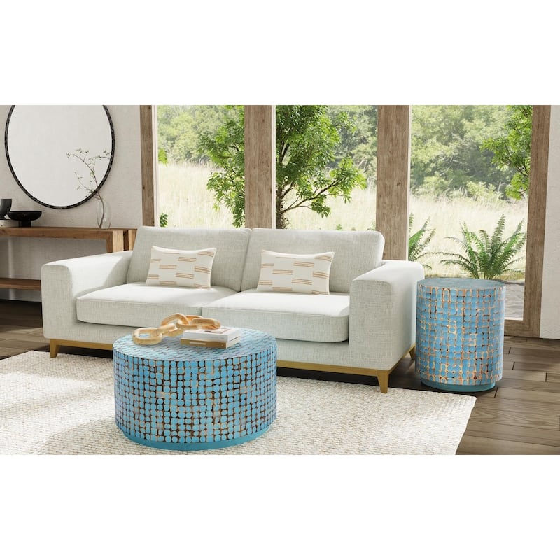 Mila Round Coconut Coffee Table by East at Main - Reclaimed Wood