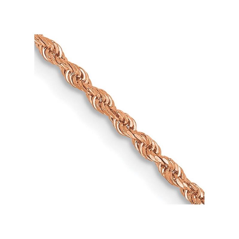 Curata 14k Rose Gold Solid 1.5mm D/C Rope Chain Necklace Options: 16 18