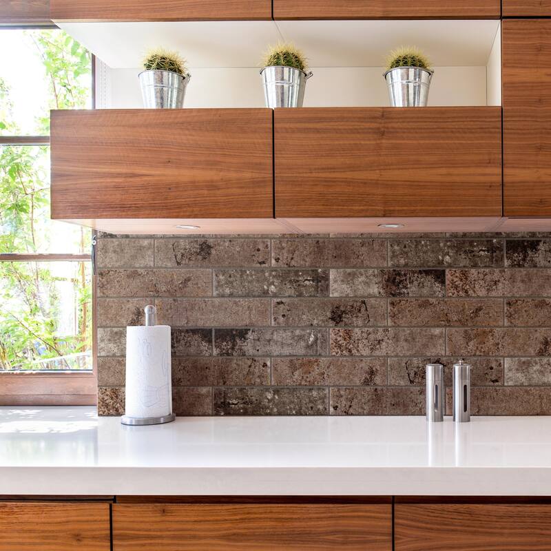 Merola Tile London Brown Glossy 3" x 12" Ceramic Wall Tile