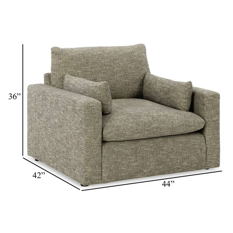 Yezi Armchair, 2 Pillows, Granite Gray Polyester, Reversible Cushions