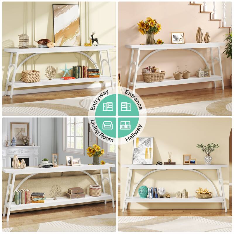 70.8”Sofa Tables, 2 Tier Extra Long Console Tables for Entryway