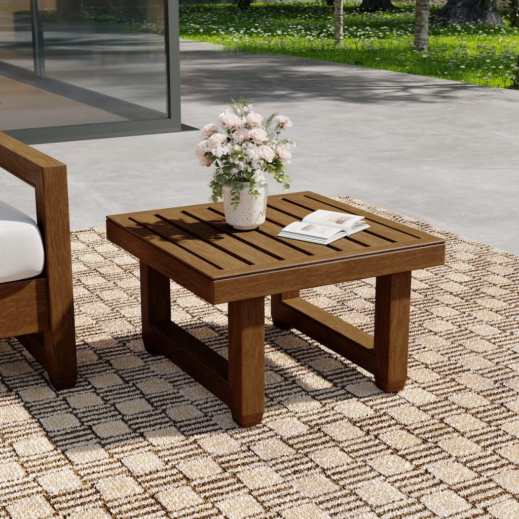 Square Teak Wood Outdoor Patio Side Table