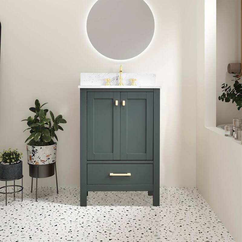 Prismora 24 in. Juniper Green Vanity with Countertop & Splash, Single Sink