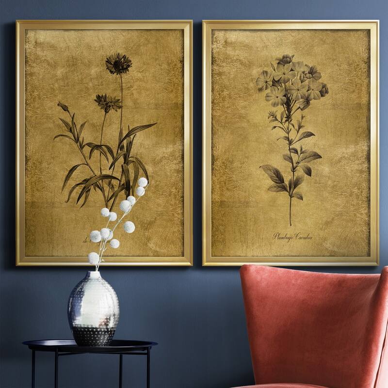 Gold Sketch Botanical I Premium Framed Print - Ready to Hang - Multi-Color