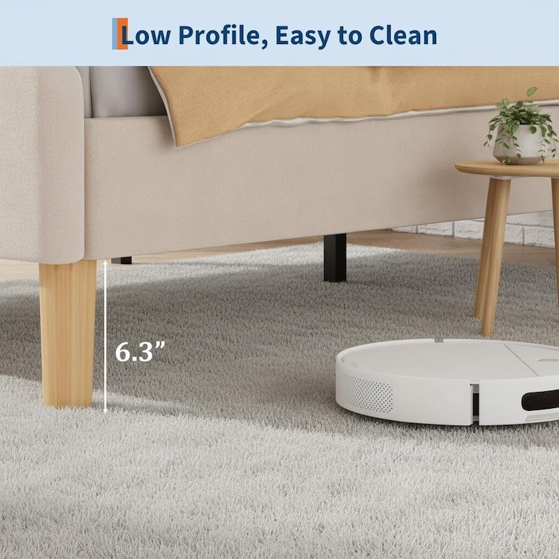 Bed Frame, Adjustable LED Headboard and Footboard