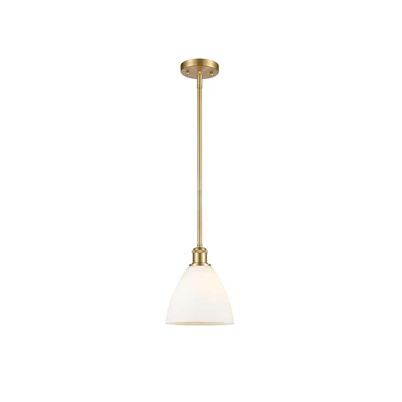 Innovations Lighting Bristol Glass 1 Light 8" Mini Pendant - Satin Gold/Matte White