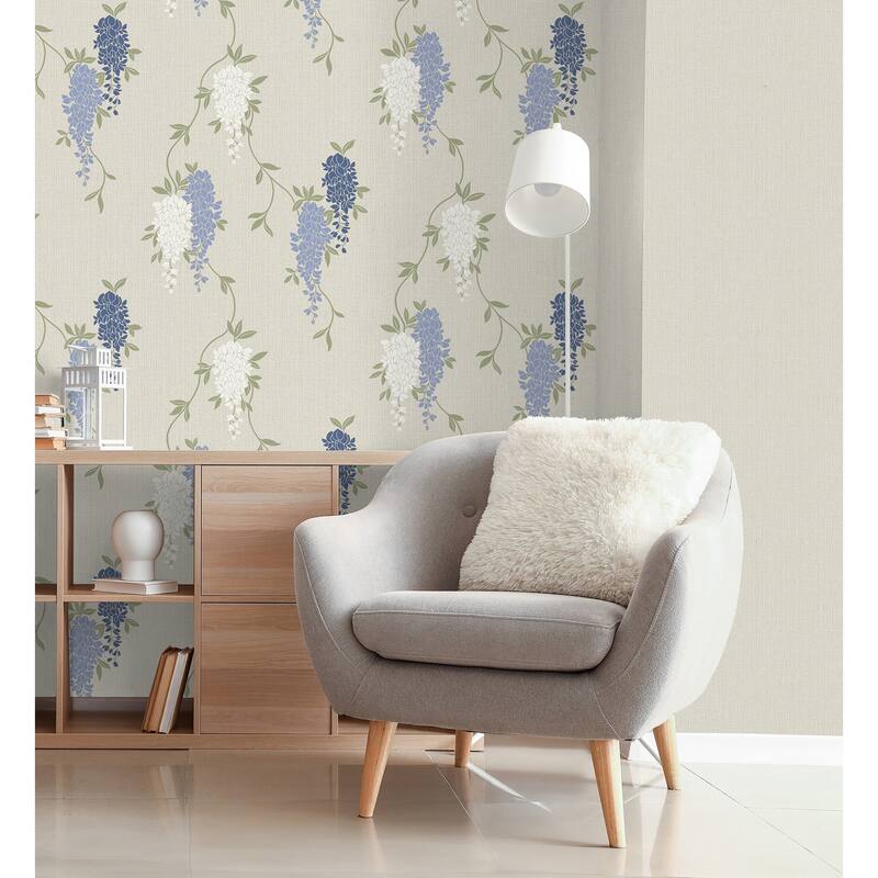 Fine Decor Aisla Blue Wisteria Wallpaper