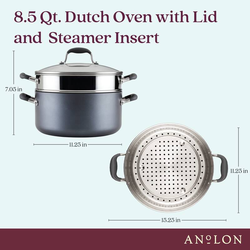 Anolon Advanced Home 8.5-Quart Wide Stockpot with Multi-Function Insert, Bronze