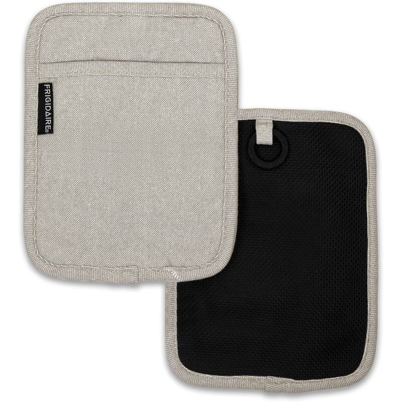 2 Pack - Beige Heat Resistant Thick Soft Quilted Lining Kitchen Oven Pot Holders With Neoprene and Cotton Non-slip - 9" x 7" - 9" x 7" - Beige